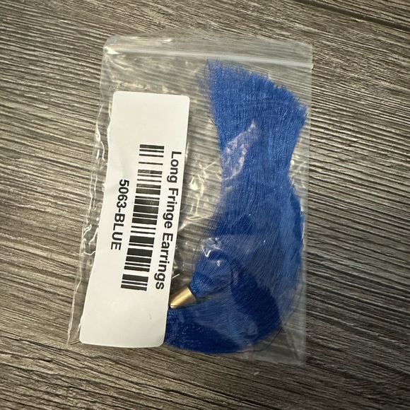 Long fringe tassel earrings Royal Blue - Picture 2 of 2